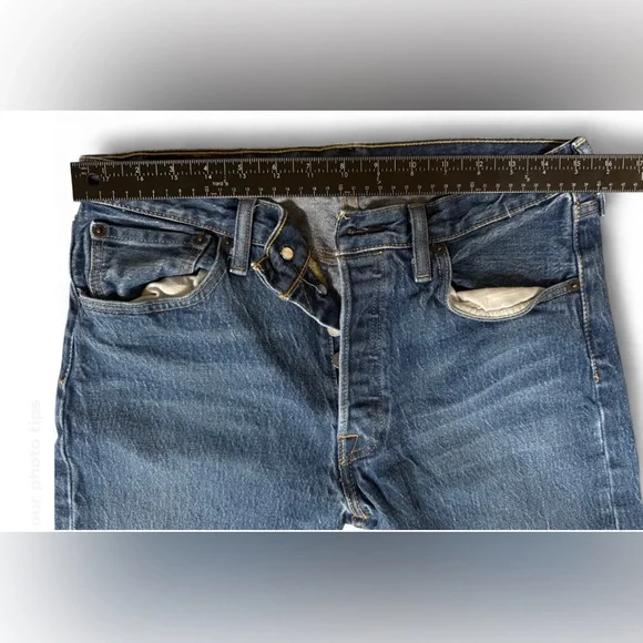 Levi's 501 Mens original fit blue jeans w32 L34 - Picture 5 of 6